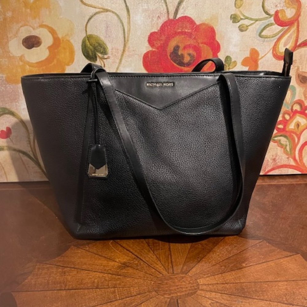 Michael Kors Whitney Pebbled Large Leather Tote Black Bag